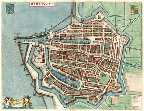 Antique map of Harlingen by Blaeu J. | Sanderus Antique Maps ...