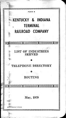 Vintage Kentucky/Indiana Terminal Railroad Co. 1979 Telephone Directory rare | eBay