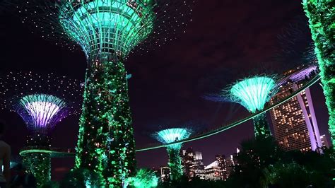 Singapore - Gardens by the Bay - Light Show - YouTube