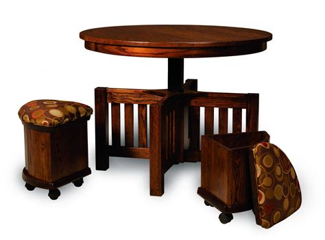 Five Piece Round Table Bench Set - Amish Furniture Store - Mankato, MN