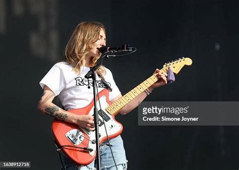 Hester Chambers of Wet Leg performs live on the main stage during day ...