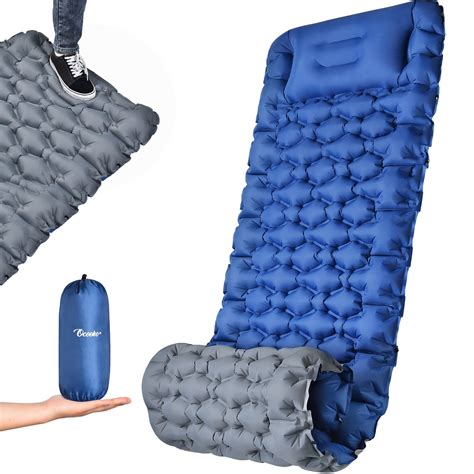 79 x 28 In Self Inflatable Sleeping Pad Camping Mat with Pillow Built-in Foot Pump Comfortable ...