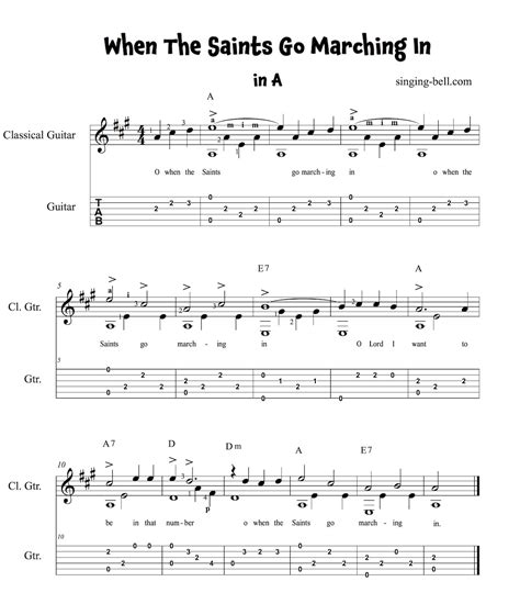 When The Saints Go Marching In Guitar Chords Sheet Music