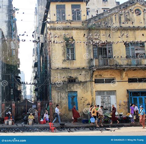 Yangon Street view editorial image. Image of buddhist - 54640625