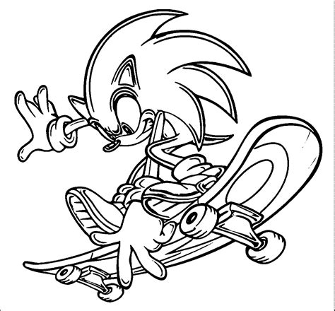 Sonic Skateboarding Coloring Page - Free Printable Coloring Pages for Kids