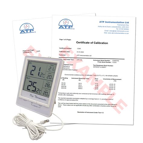 Dual Sensor Thermometer Calibration Certificate (Traceable)