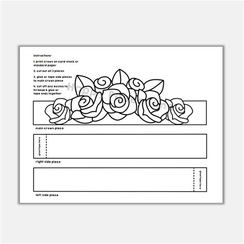 Roses Paper Crown Printable Flower Spring Summer Coloring Craft - Made By Teachers