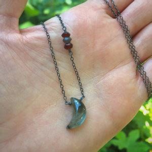 Crescent Moon Choker Labradorite Choker Moon Necklace - Etsy