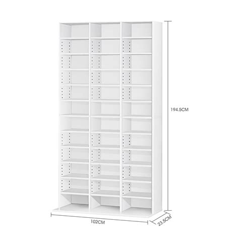Bookshelf Media Storage Shelf 528 DVD/1116 CD Display Cabinet Rack Stand Unit Movie Music Video ...