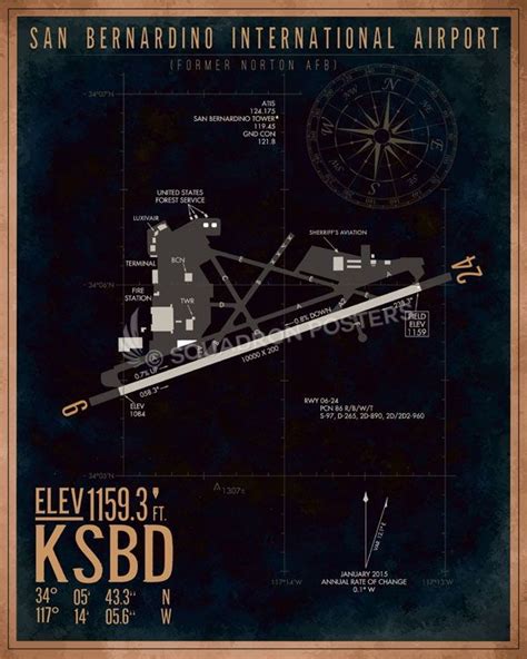 San Bernardino International Airport KSBD Airfield Map Art - Squadron ...