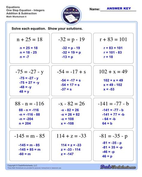 One Step Equations