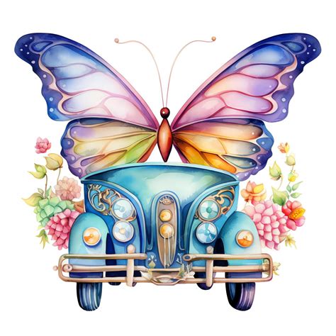 Premium AI Image | beautiful car with wings magical fairytale clipart illustration