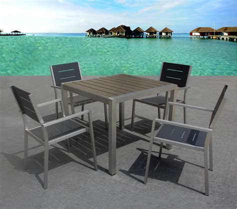 2019 Hotel Patio Outdoor Plastic Wood Furniture Bistro Dining Sets Table And Chairs Restaurant ...