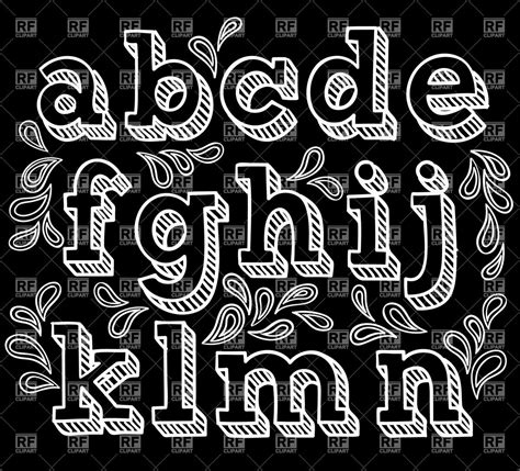 free chalkboard font alphabet | Sketchy hand drawn font, shaded letters, download royalty-free ...