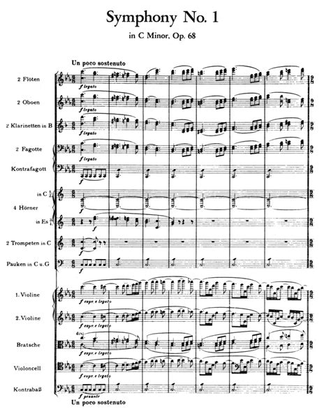 Brahms Orchestral Score Nfirst Page Of The Score Of Johannes Brahms Symphony No 1 Op 68 ...