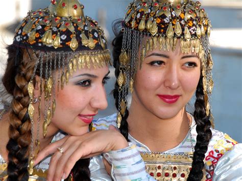 Turkmenistan - national dance group wear traditional costumes in ...