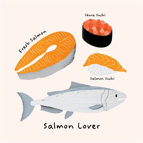 dibujar a mano amante del salmón, salmón fresco, menú de salmón 11232758 Vector en Vecteezy