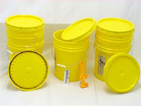 Buy Bucket Kit, Five 90 mil Yellow Food Grade 5 Gallon Buckets with ...