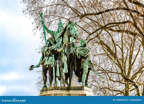 Statue of Charles the Great Charlemagne Situated Just Outside Editorial ...