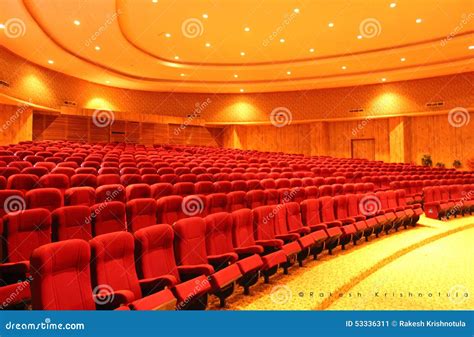 Rows of Red Theater Seats stock image. Image of architectural - 53336311