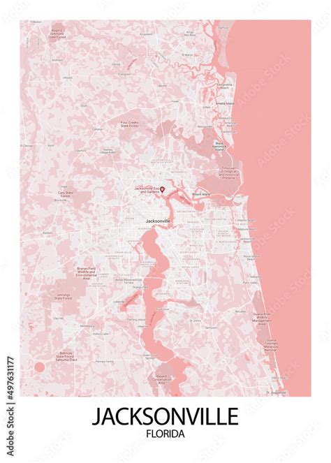 Poster Jacksonville - Florida map. Road map. Illustration of ...