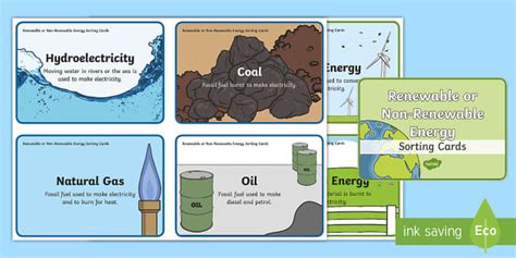 Renewable and Non-Renewable Resources/Differences - Cards