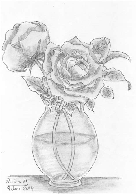 vase of roses drawn in 2014 #pencil #sketch #roses #flowers #vase ...