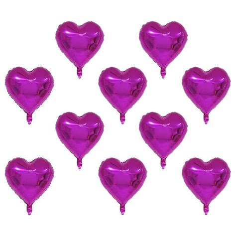 10pk 9" Hot Pink Heart Foil Balloons | Party Supplies