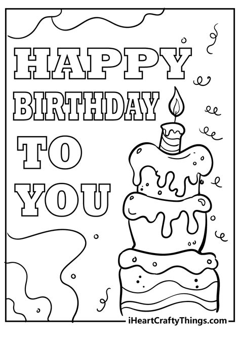 Foldable Printable Birthday Cards To Color