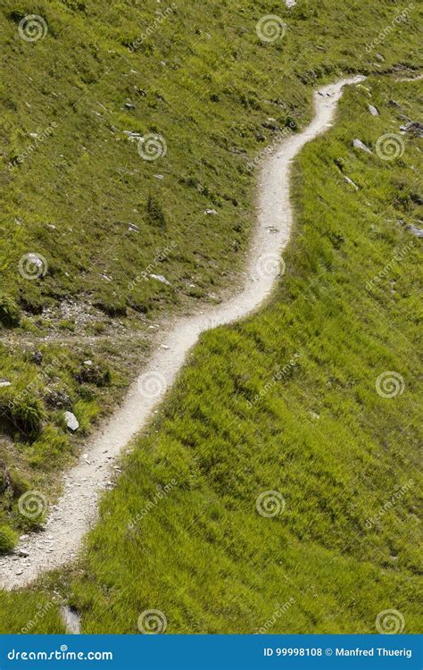 Hiking Trail in the Swiss Alps, Grisons, Switzerland Stock Photo - Image of meadow, blue: 99998108