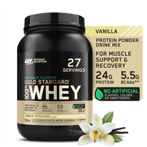 Optimum Nutrition, Gold Standard 100% Whey Protein Powder, Naturally Flavored Vanilla, 1.9 lb, 2 ...