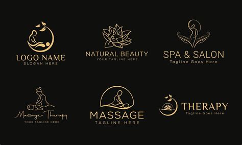 Set of Spa element Hand Drawn Logo with body and Leaves. Logo for spa ...