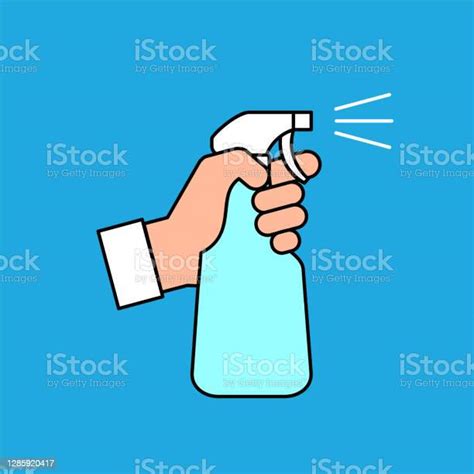 Hand Holding A Disinfection Spray Bottle Cleaning Disinfection Concept Stock Illustration ...