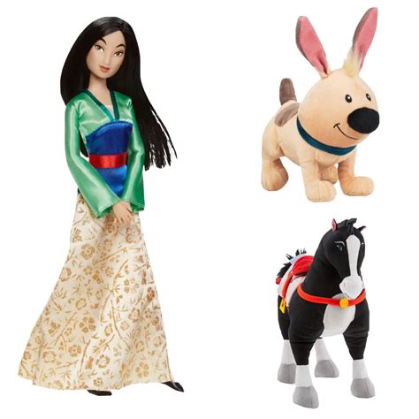 Khan 15” Black Horse Saddle Brother 7” Dog & Classic Mulan Doll Plush ...