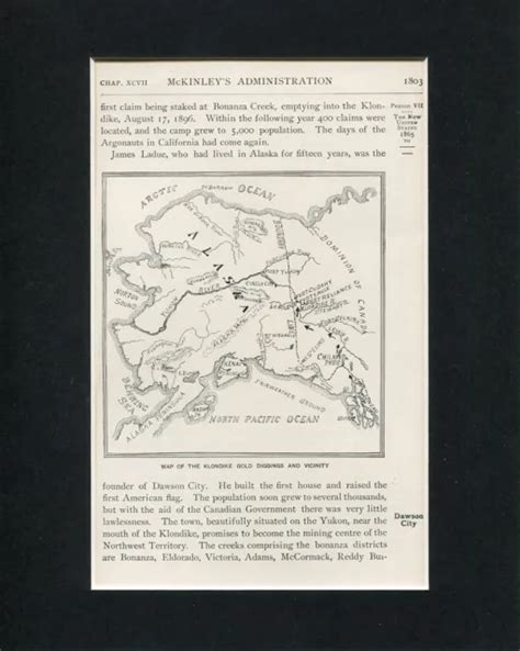 ALASKA MAP OF The Klondike Gold Diggings And Vicinity Original Book Photo EUR 22,24 - PicClick FR