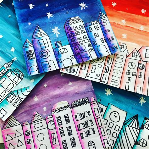 Winter Cityscapes – Painted Paper Art