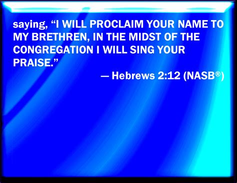 Hebrews 2:12 Saying, I will declare your name to my brothers, in the ...