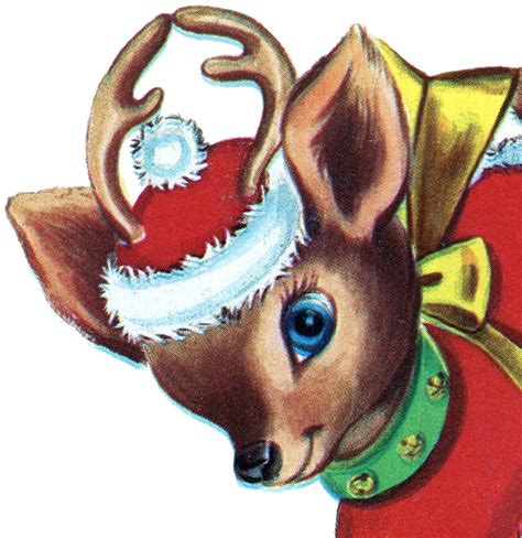 Retro Christmas Reindeer Image - The Graphics Fairy