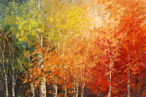 Fall foliage painting canvas print of original autumn forest rich colorful leaves AUTUMN with a ...