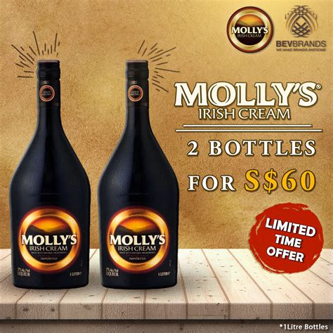 Molly’s Irish Cream Liqueur Singapore Promo 1L 17% ABV – 2 bottles ...