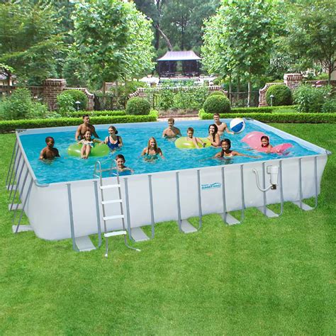 Polygroup ProSeries 12 ft. x 24 ft. x 52-inch Deep Rectangular Above Ground Pool with Metal ...