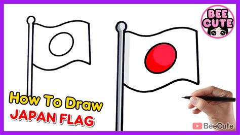 How to draw flag of Japan easy step by step | 日本の国旗 | Bee Cute - YouTube