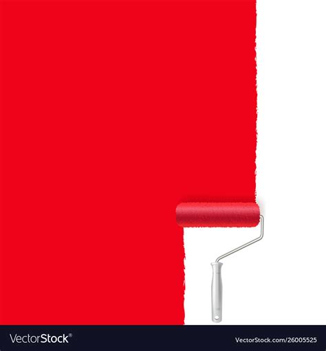 Red paint roller and paint stroke Royalty Free Vector Image