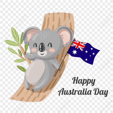 Cute Koala On Australia Day,flags,animal,happy Australia Day PNG Transparent Background And ...