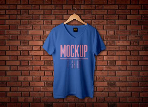 Free Half Sleeves V-Neck T-Shirt Mockup PSD - Good Mockups