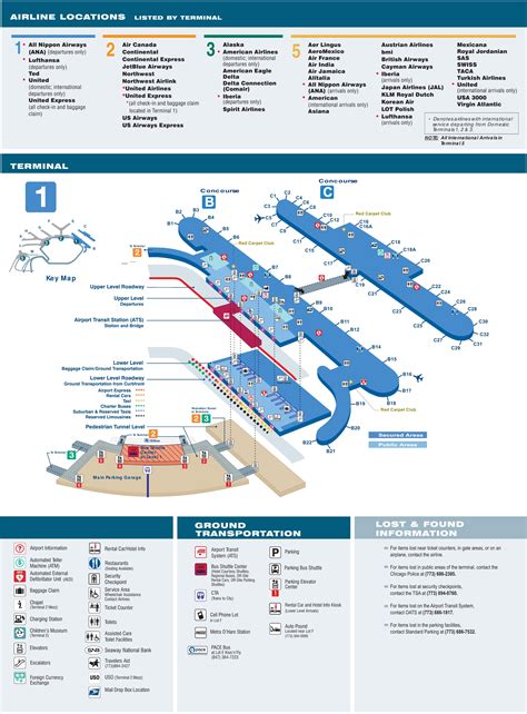 O'Hare Airport terminal 1 map - Ontheworldmap.com