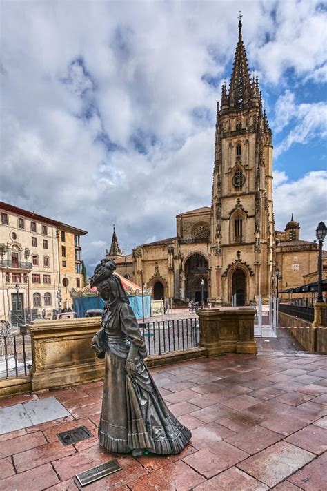 Oviedo Cathedral on Plaza Alfonso II El Casto in Asturias. Spain. Editorial Stock Image - Image ...