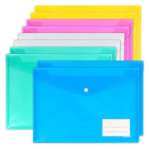 Buy Smarpau A4 Plastic Wallets, 10 Pack Coloured Folders Plastic File ...