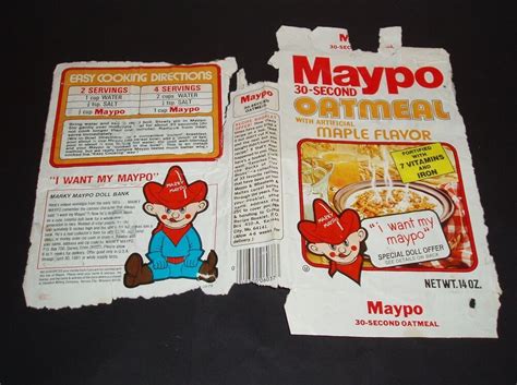 1981 Maypo Cereal Box paper wrapper w/ Marky Maypo Ad figure offer | eBay | Cereal box, Wrappers ...