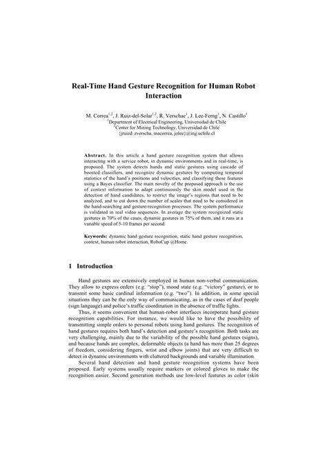 (PDF) Real-Time Hand Gesture Recognition for Human Robot Interaction